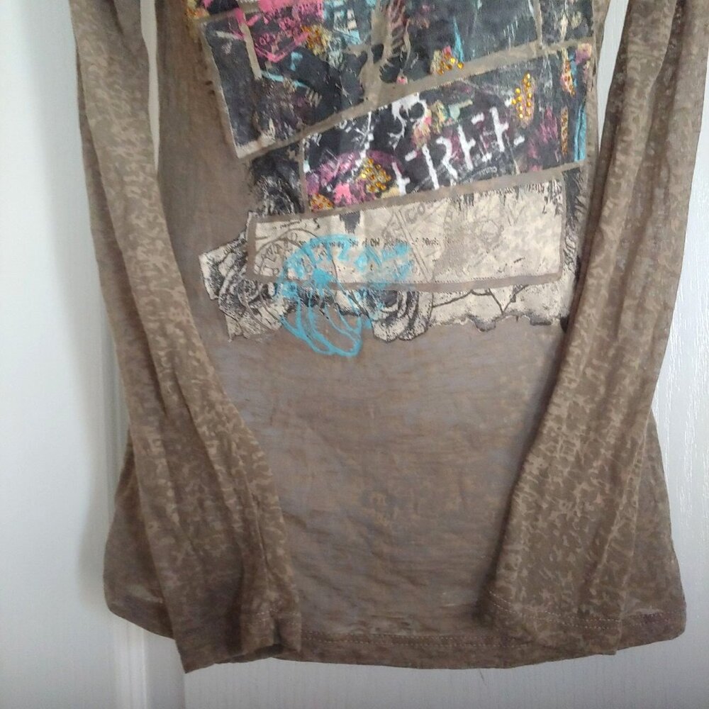 In Vein Affliction Burnout Graffiti Blingy Grunge Punk Y2k Shirt M - Picture 5 of 10